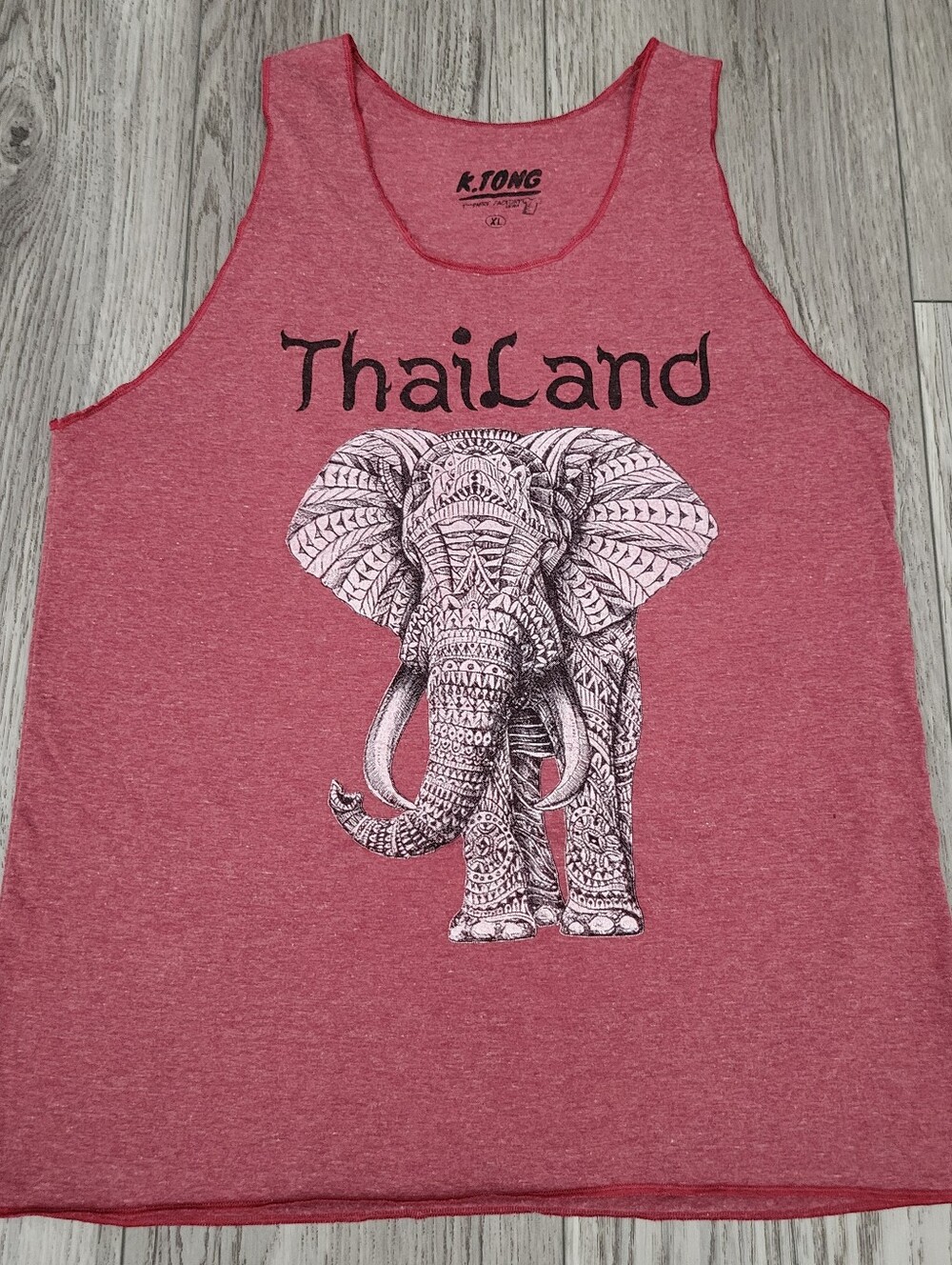 Thailand Elephant Tank Top - Red Heather Size XL